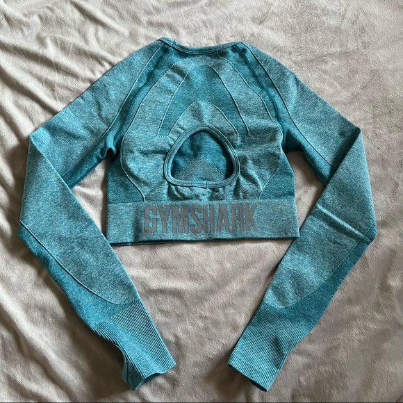 Gymshark Flex Blue Long Sleeve Crop Top - Picture 3 of 12